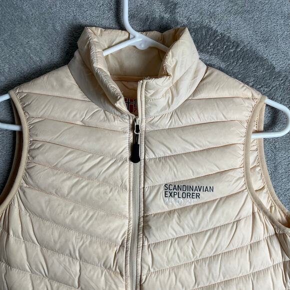 Scandinavian Explorer Women's Ultra Light Down Feather Vest Cream Medium - Picture 5 of 6